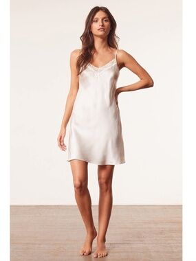 Etam Milky Washable Silk Lace Slip Chemise Nightie in Pearl